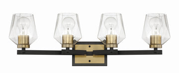 Craftmade Four Light Vanity from the Avante Grand collection in Flat Black/Satin Brass finish