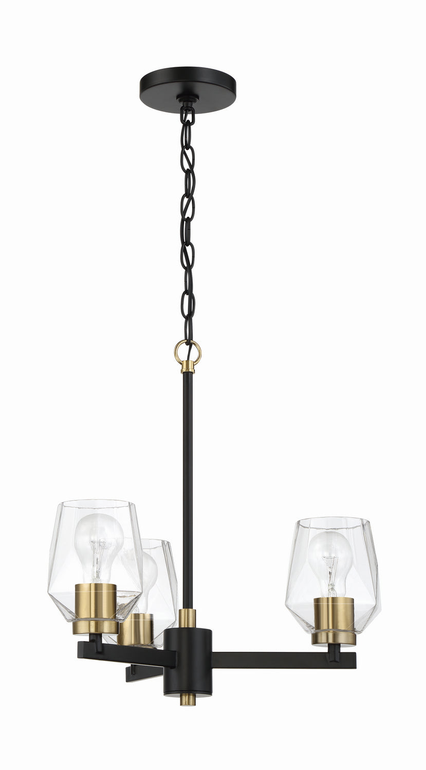 Craftmade Three Light Chandelier from the Avante Grand collection in Flat Black/Satin Brass finish