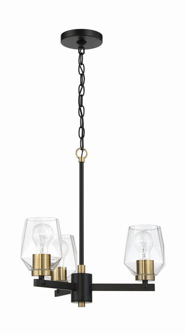 Craftmade Three Light Chandelier from the Avante Grand collection in Flat Black/Satin Brass finish