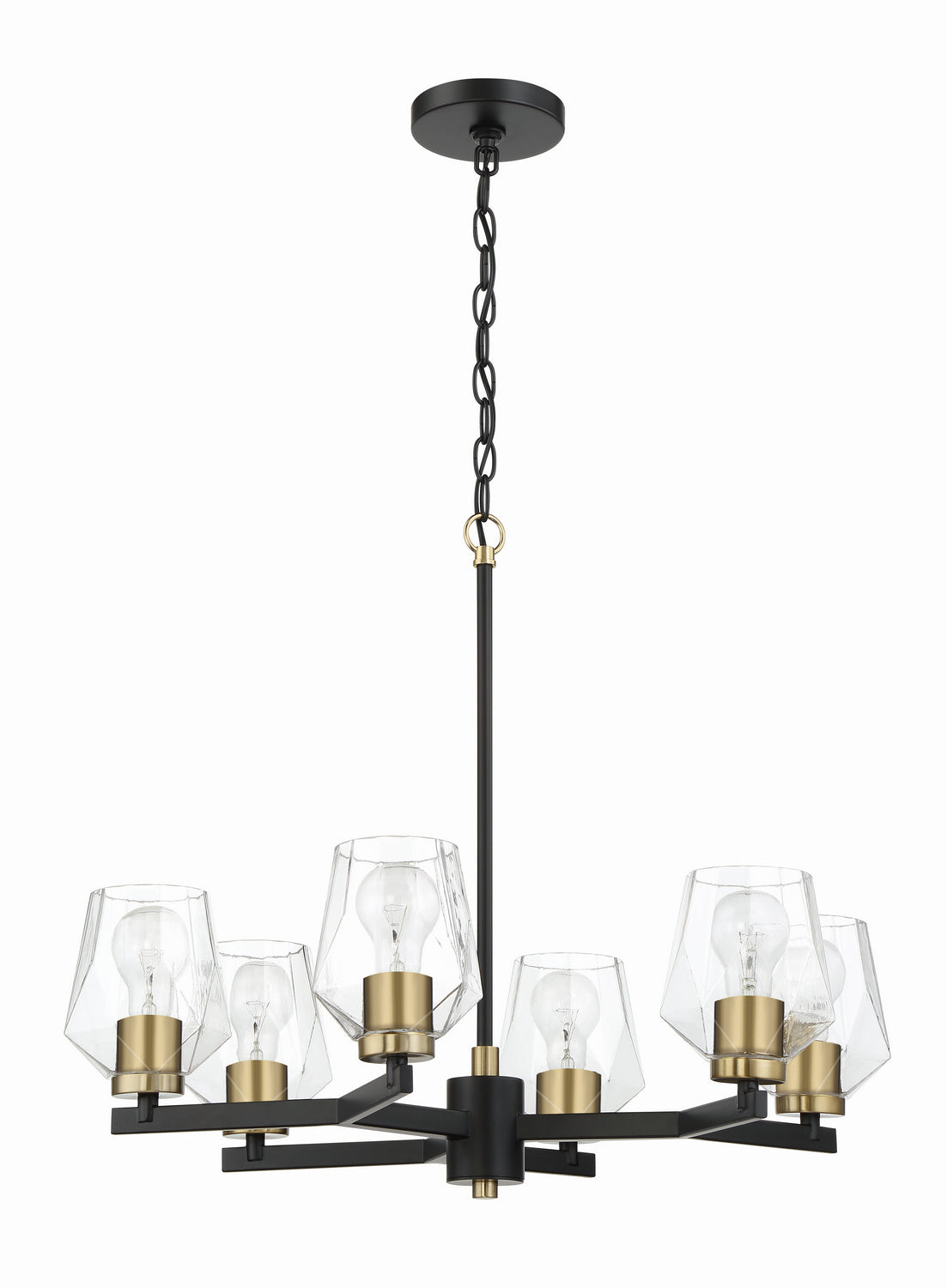 Craftmade Six Light Chandelier from the Avante Grand collection in Flat Black/Satin Brass finish