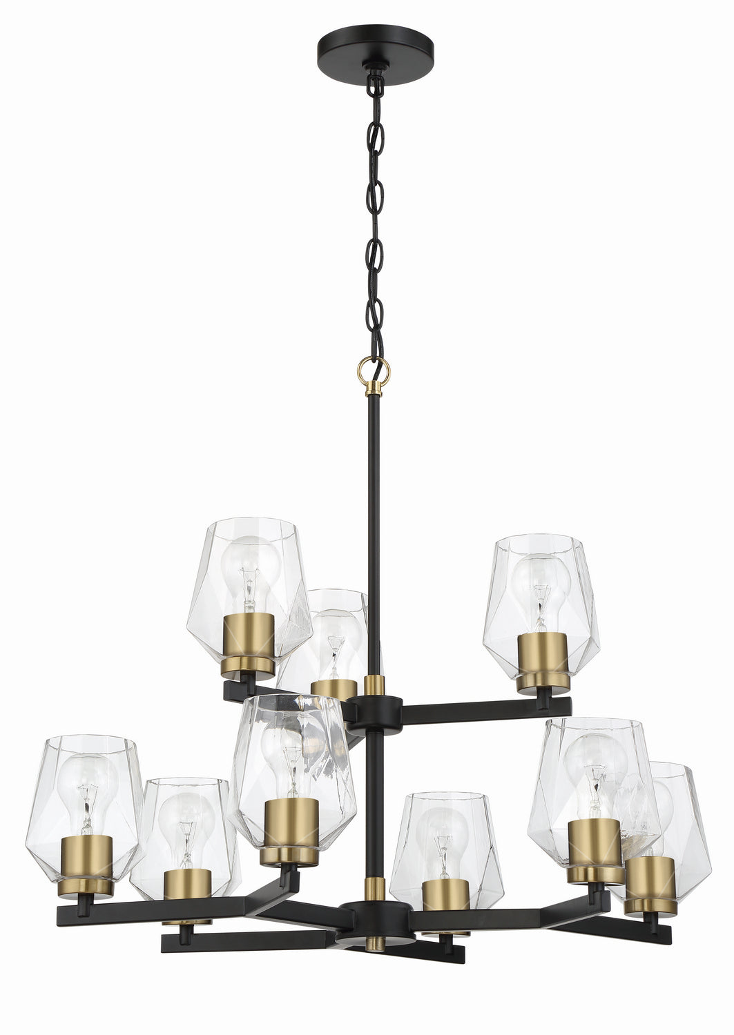 Craftmade Nine Light Chandelier from the Avante Grand collection in Flat Black/Satin Brass finish
