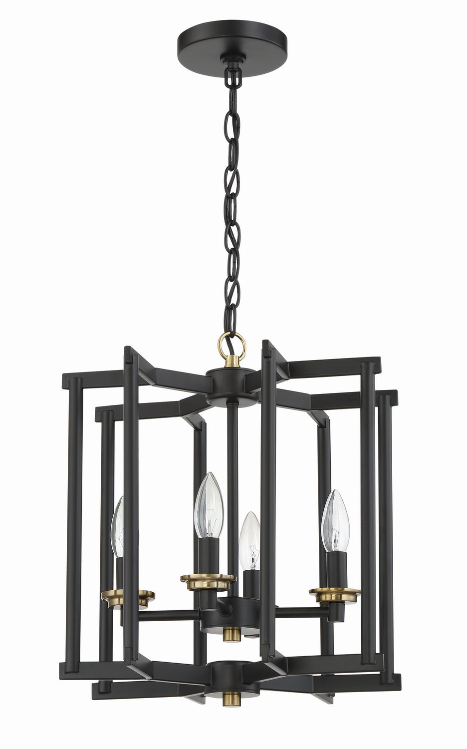 Craftmade Four Light Foyer Pendant from the Avante Grand collection in Flat Black/Satin Brass finish