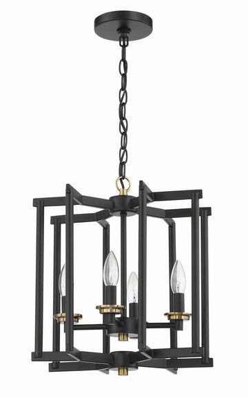Craftmade Four Light Foyer Pendant from the Avante Grand collection in Flat Black/Satin Brass finish