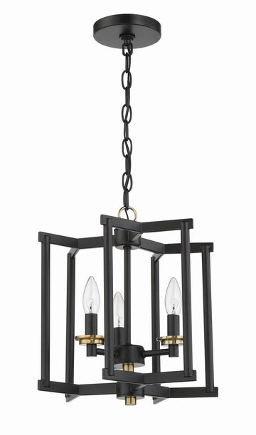 Craftmade Three Light Convertible Semi Flush/Pendant from the Avante Grand collection in Flat Black/Satin Brass finish