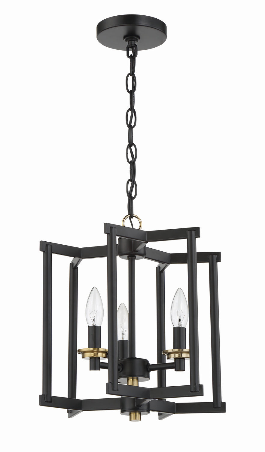Craftmade Three Light Convertible Semi Flush/Pendant from the Avante Grand collection in Flat Black/Satin Brass finish