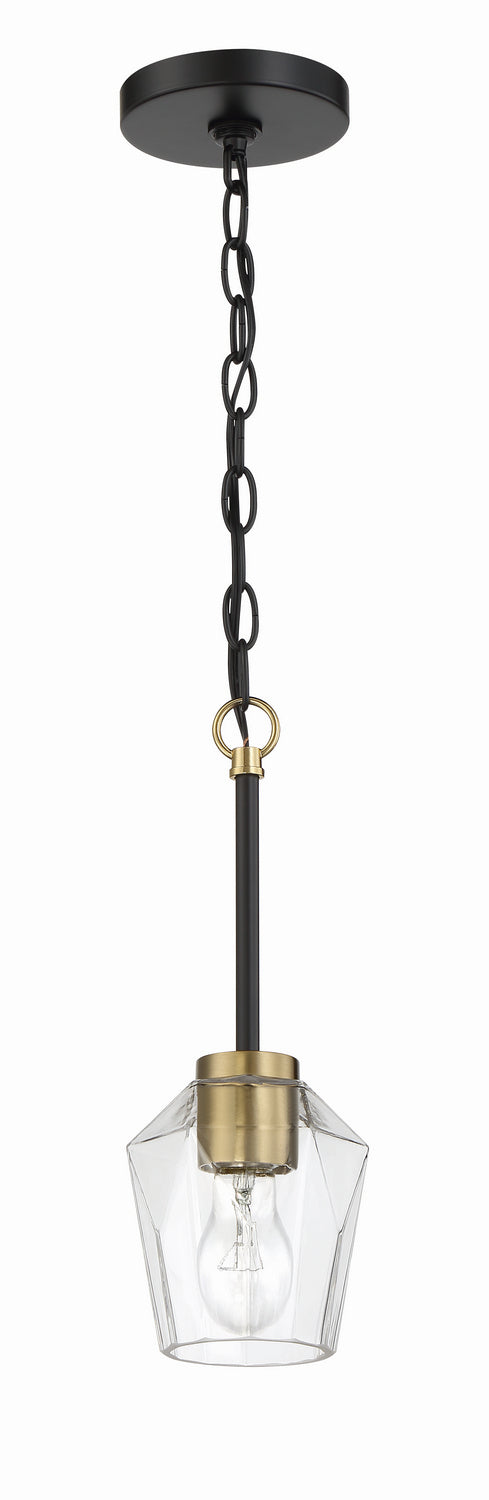 Craftmade One Light Mini Pendant from the Avante Grand collection in Flat Black/Satin Brass finish