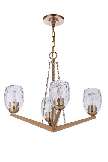 Craftmade Four Light Chandelier from the Guiding Star collection in Satin Brass finish