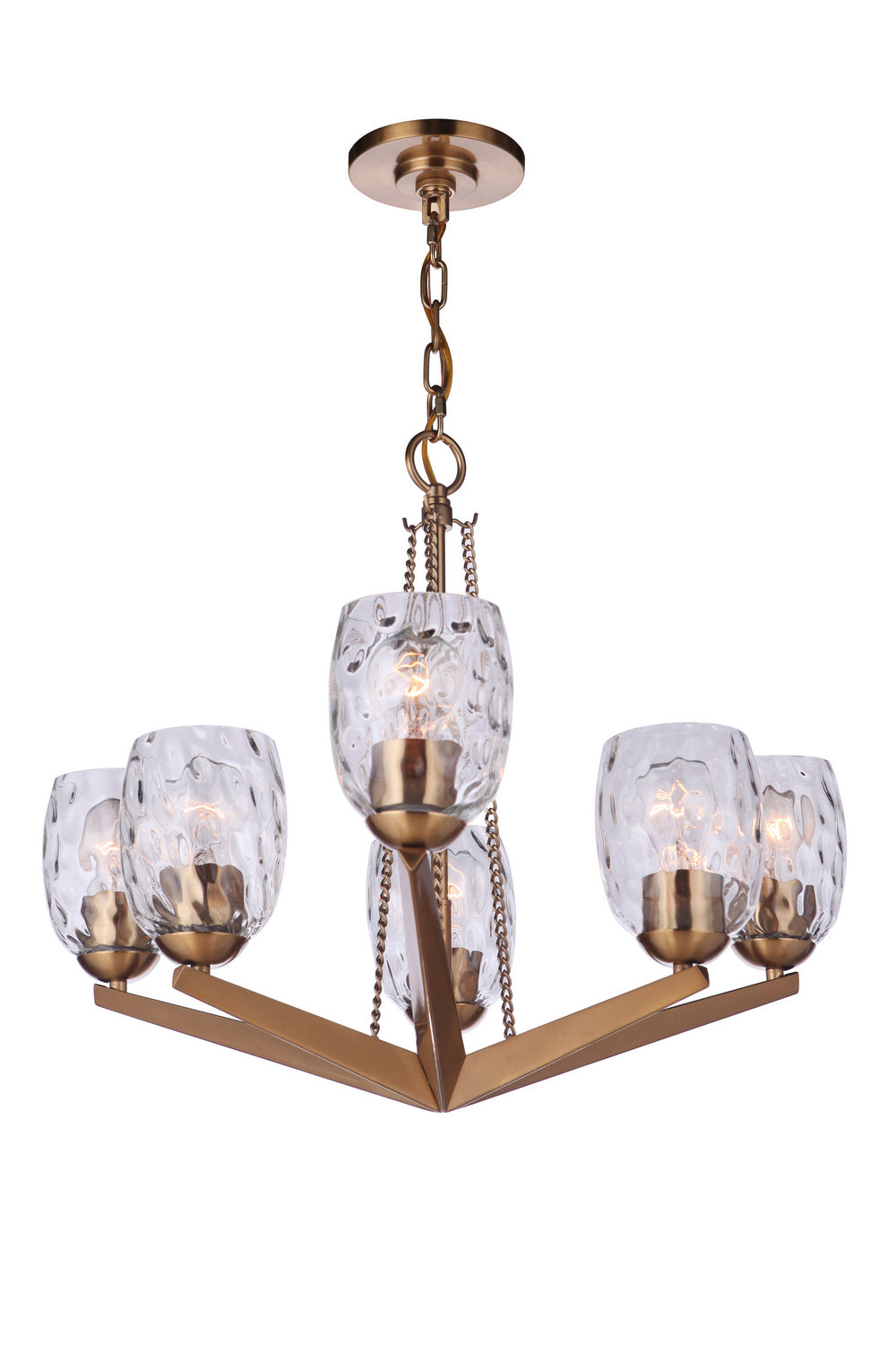Craftmade Six Light Chandelier from the Guiding Star collection in Satin Brass finish