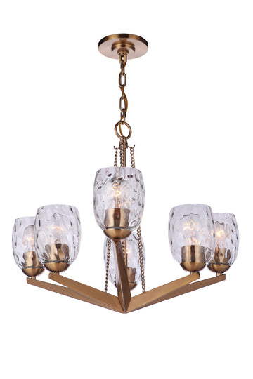 Craftmade Six Light Chandelier from the Guiding Star collection in Satin Brass finish