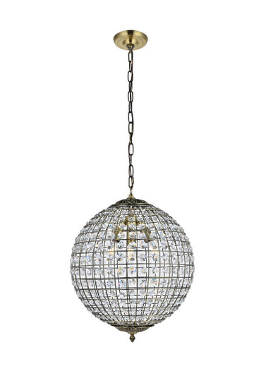 Elegant Lighting Three Light Pendant from the Earlene collection in Antique Bronze finish