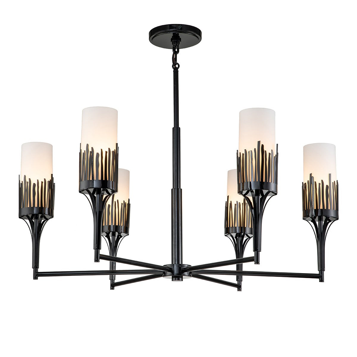 Lucas + McKearn Six Light Chandelier from the Sawgrass collection in Matte Black finish