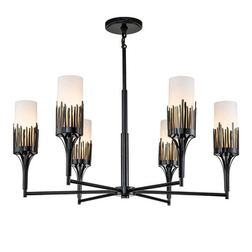 Lucas + McKearn Six Light Chandelier from the Sawgrass collection in Matte Black finish