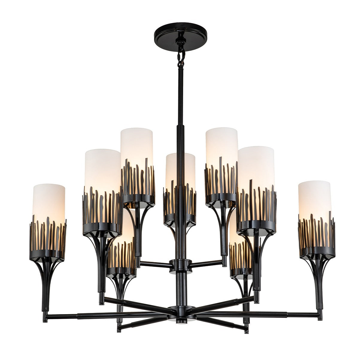 Lucas + McKearn Nine Light Chandelier from the Sawgrass collection in Matte Black finish