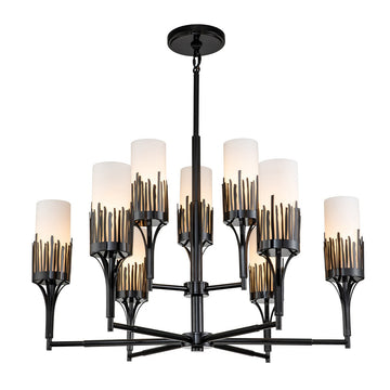 Lucas + McKearn Nine Light Chandelier from the Sawgrass collection in Matte Black finish