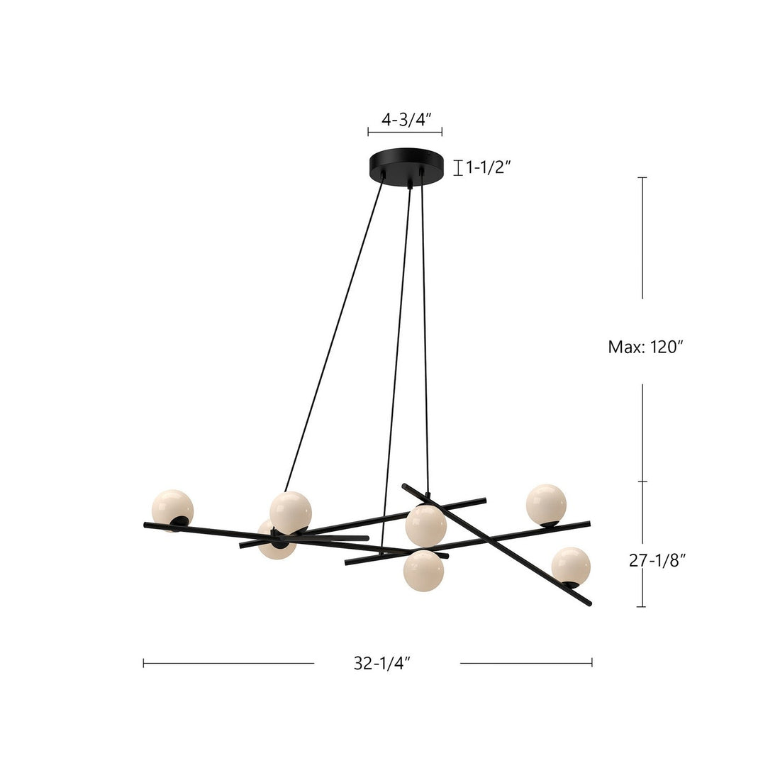 Kuzco Lighting LED Chandelier from the Amara collection in Black/Glossy Opal Glass finish