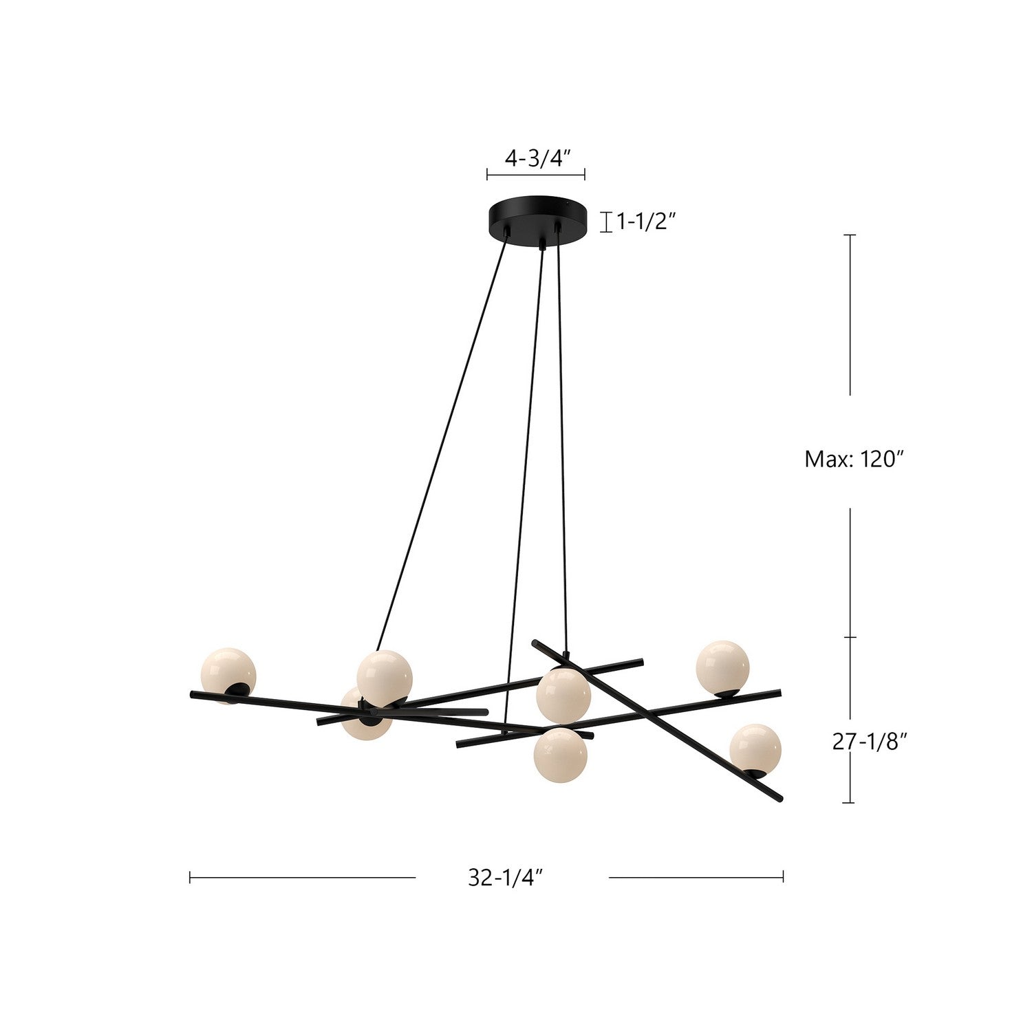 Kuzco Lighting LED Chandelier from the Amara collection in Black/Glossy Opal Glass finish