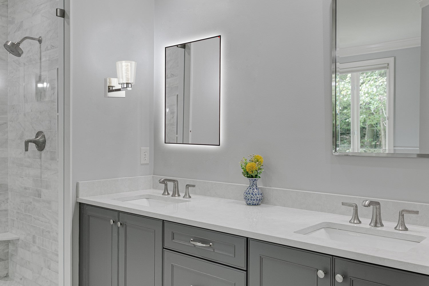 Artcraft LED Wall Mirror from the Reflections collection in Matte Black finish