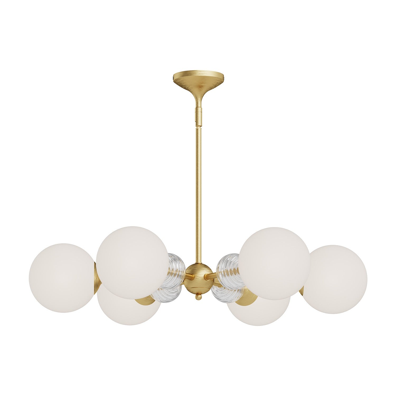 Alora Six Light Chandelier from the Celia collection in Brushed Gold/Opal Glass finish