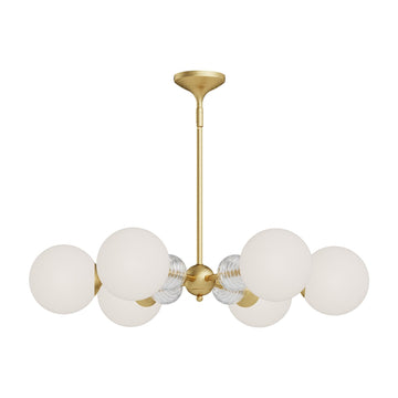 Alora Six Light Chandelier from the Celia collection in Brushed Gold/Opal Glass finish