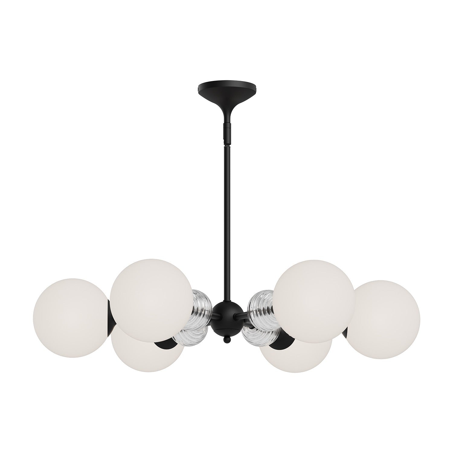 Alora Six Light Chandelier from the Celia collection in Matte Black/Opal Glass finish