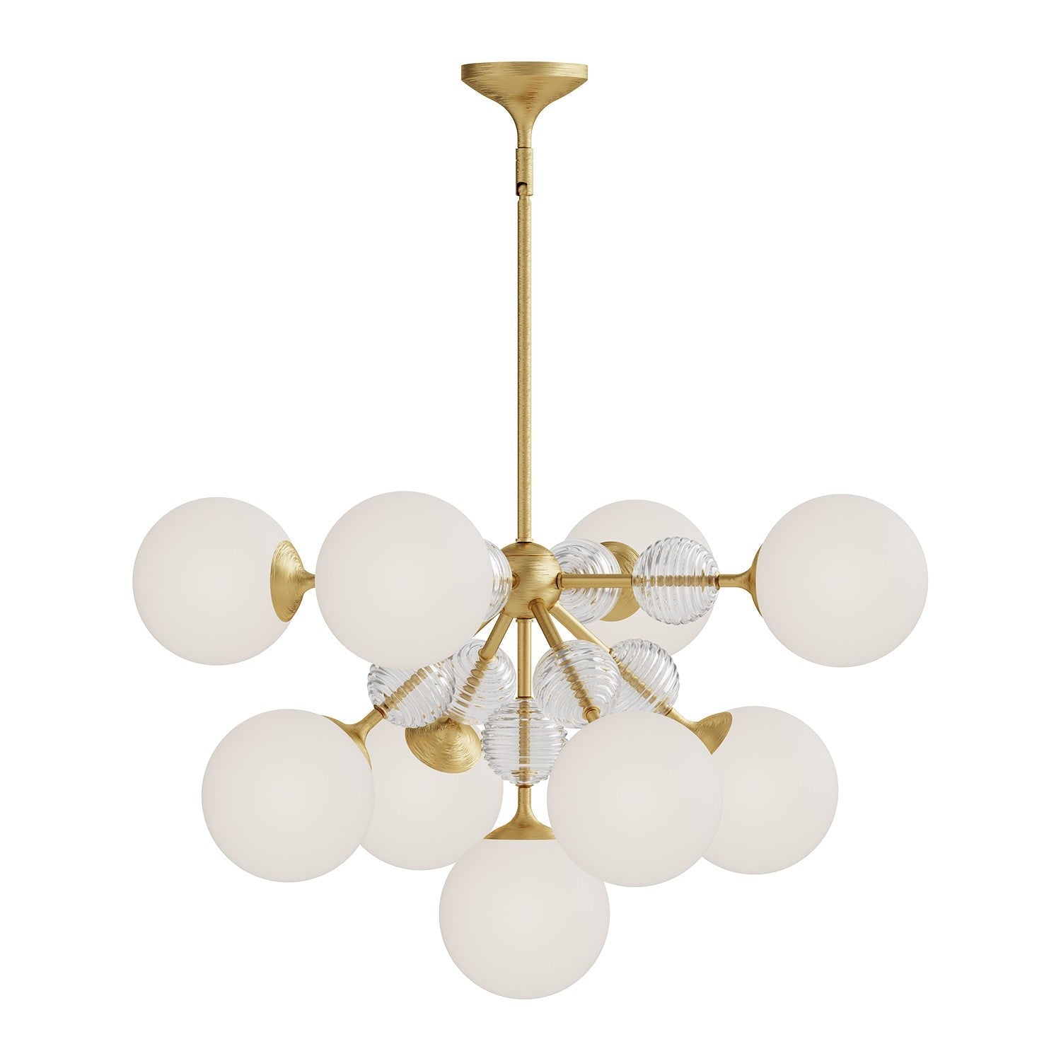 Alora Nine Light Chandelier from the Celia collection in Brushed Gold/Opal Glass finish
