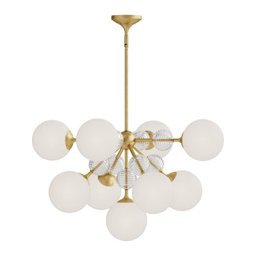Alora Nine Light Chandelier from the Celia collection in Brushed Gold/Opal Glass finish