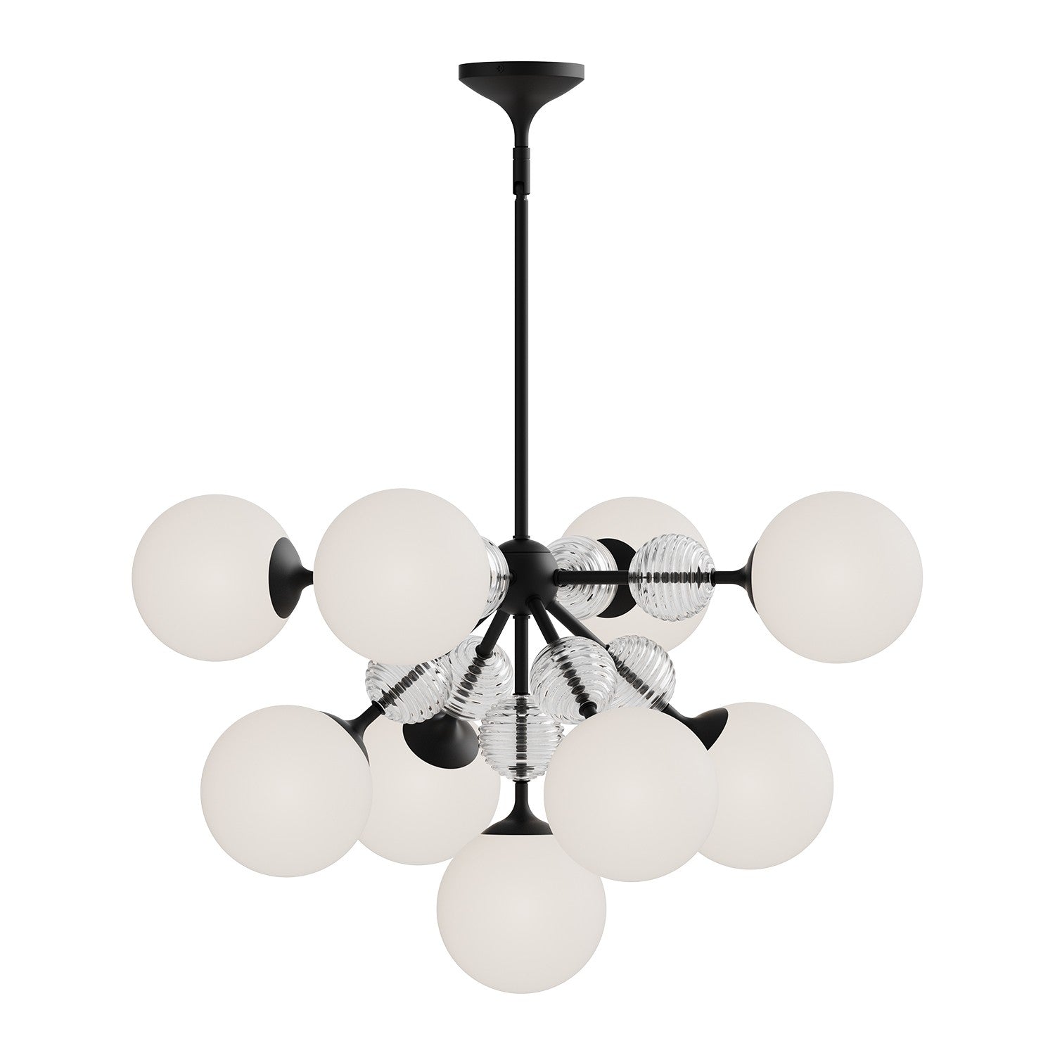 Alora Nine Light Chandelier from the Celia collection in Matte Black/Opal Glass finish