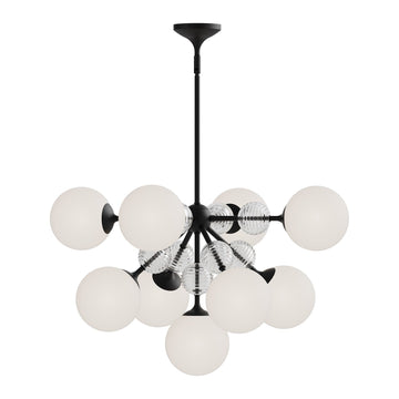Alora Nine Light Chandelier from the Celia collection in Matte Black/Opal Glass finish