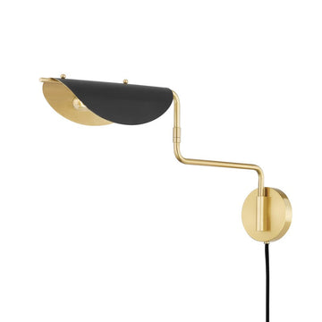 Hudson Valley One Light Portable Wall Sconce from the Suffield collection in Aged Brass/Soft Black finish