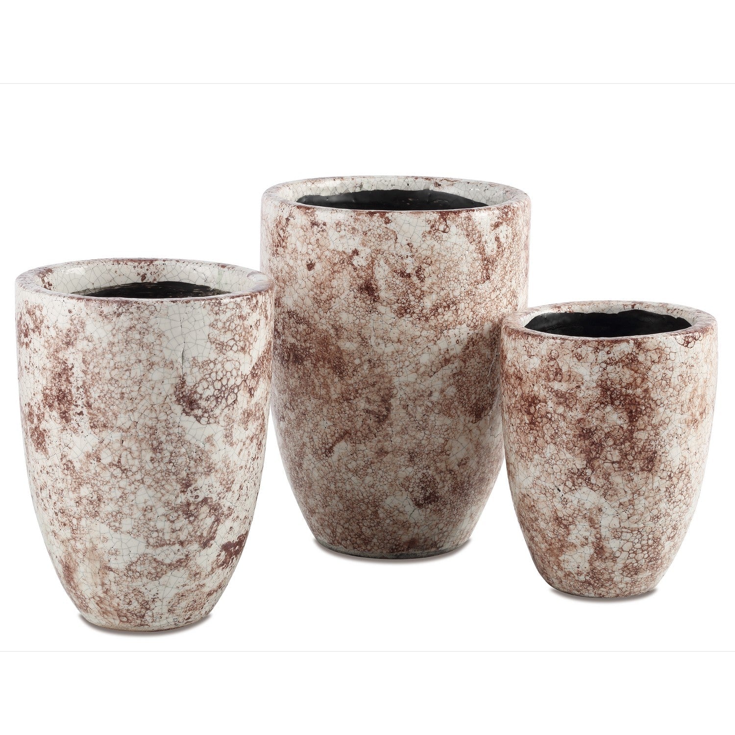 Currey and Company Vase Set of 3 from the Marne collection in Brown/Off-White finish