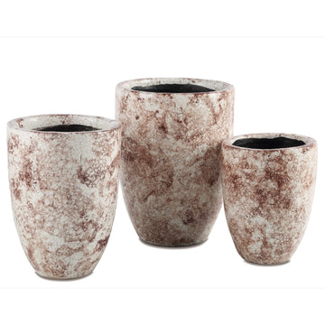 Currey and Company Vase Set of 3 from the Marne collection in Brown/Off-White finish