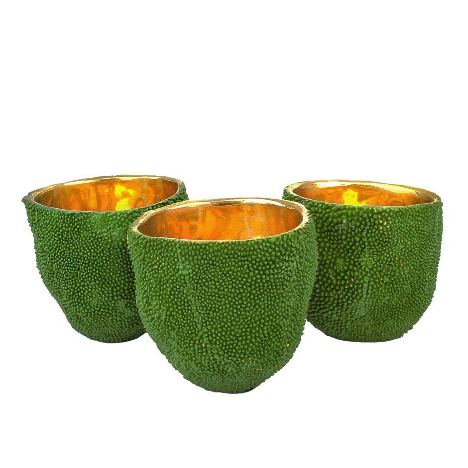 Currey and Company Vase Set of 3 from the Jackfruit Collection collection in Green/Gold finish