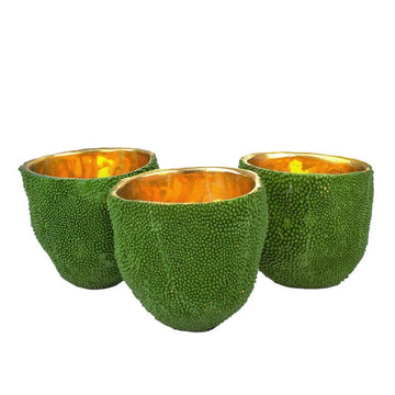 Currey and Company Vase Set of 3 from the Jackfruit Collection collection in Green/Gold finish