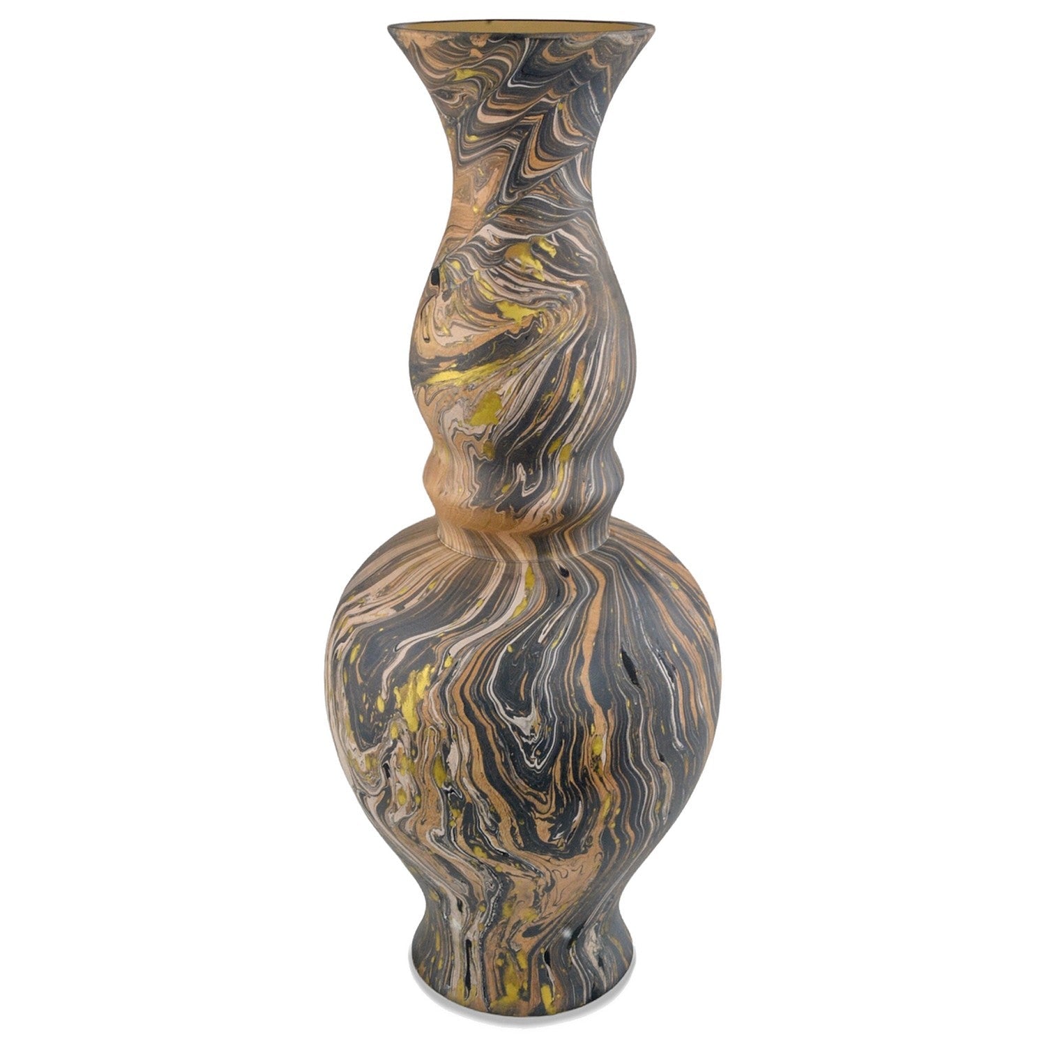 Currey and Company Vase from the Brown Marbleized Collection collection in Black/Brown/White/Gold finish