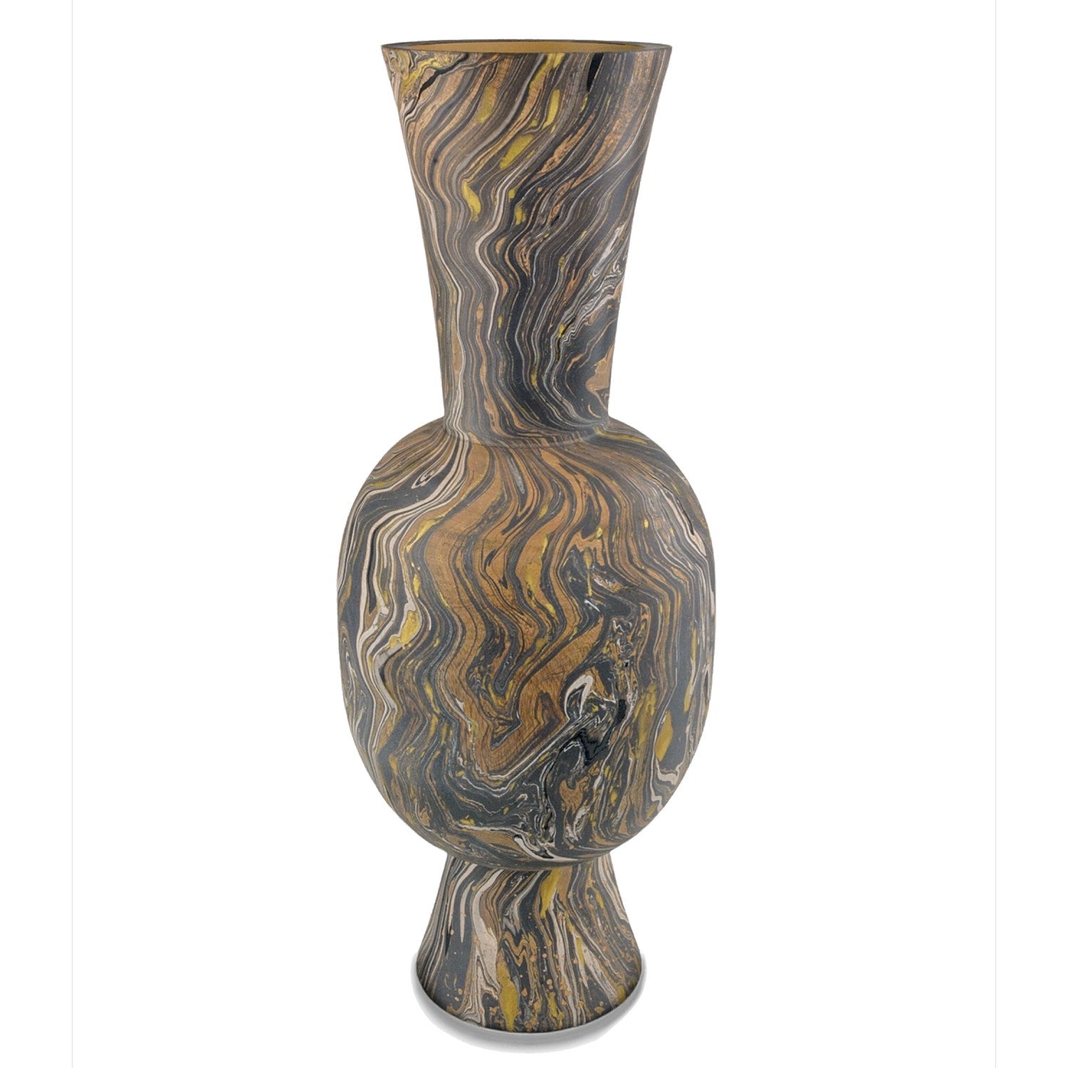 Currey and Company Vase from the Brown Marbleized Collection collection in Black/Brown/White/Gold finish
