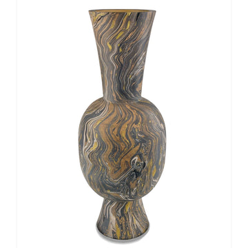 Currey and Company Vase from the Brown Marbleized Collection collection in Black/Brown/White/Gold finish