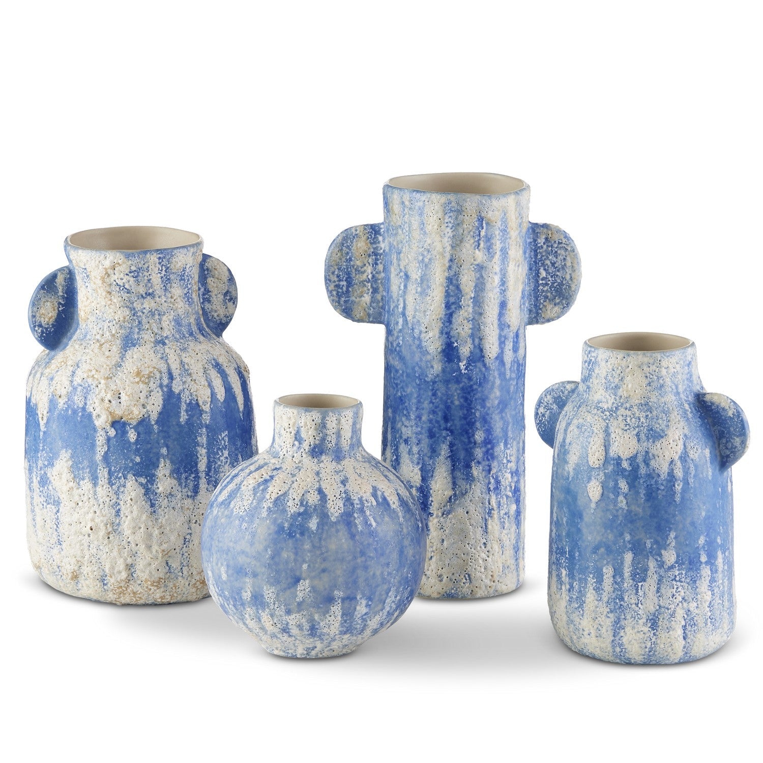 Currey and Company Vase Set of 4 in Blue/White finish