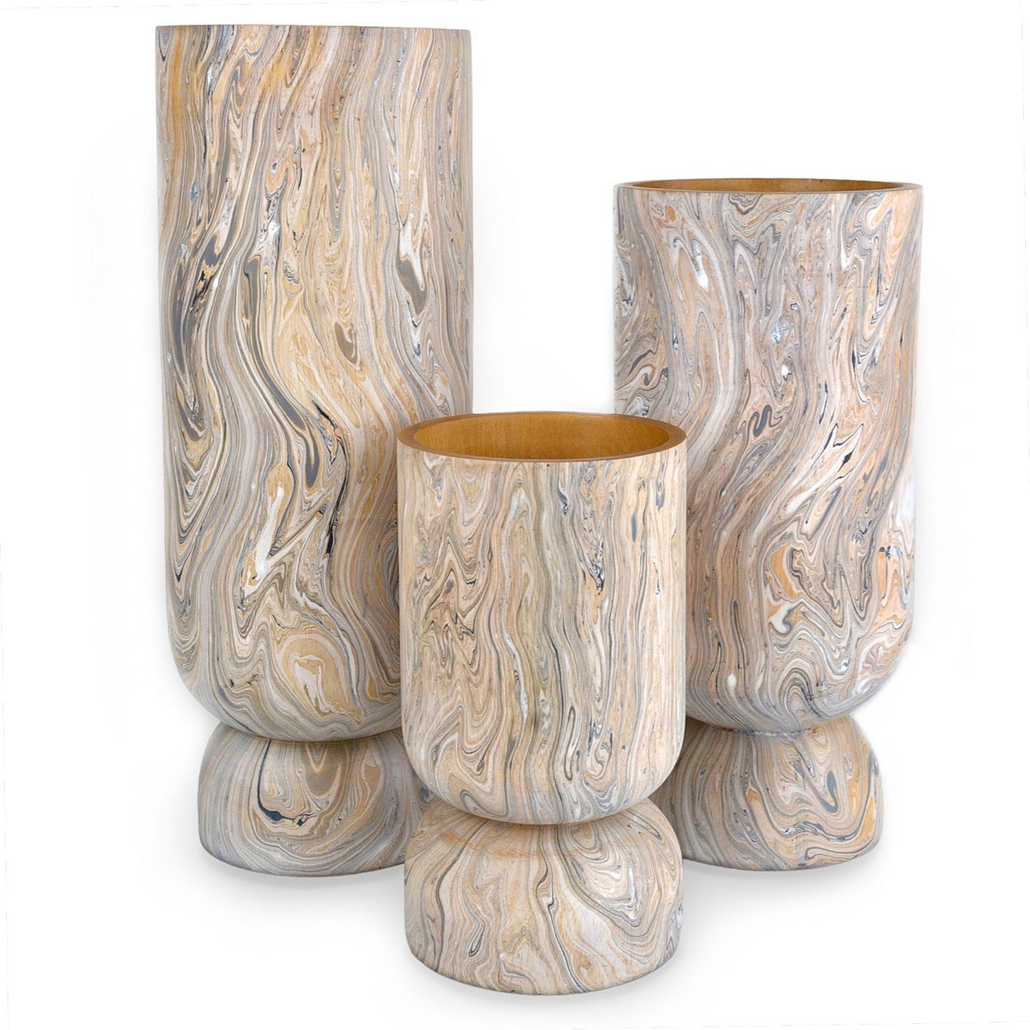 Currey and Company Vase Set of 3 from the London Collection collection in Dark Brown/Natural finish