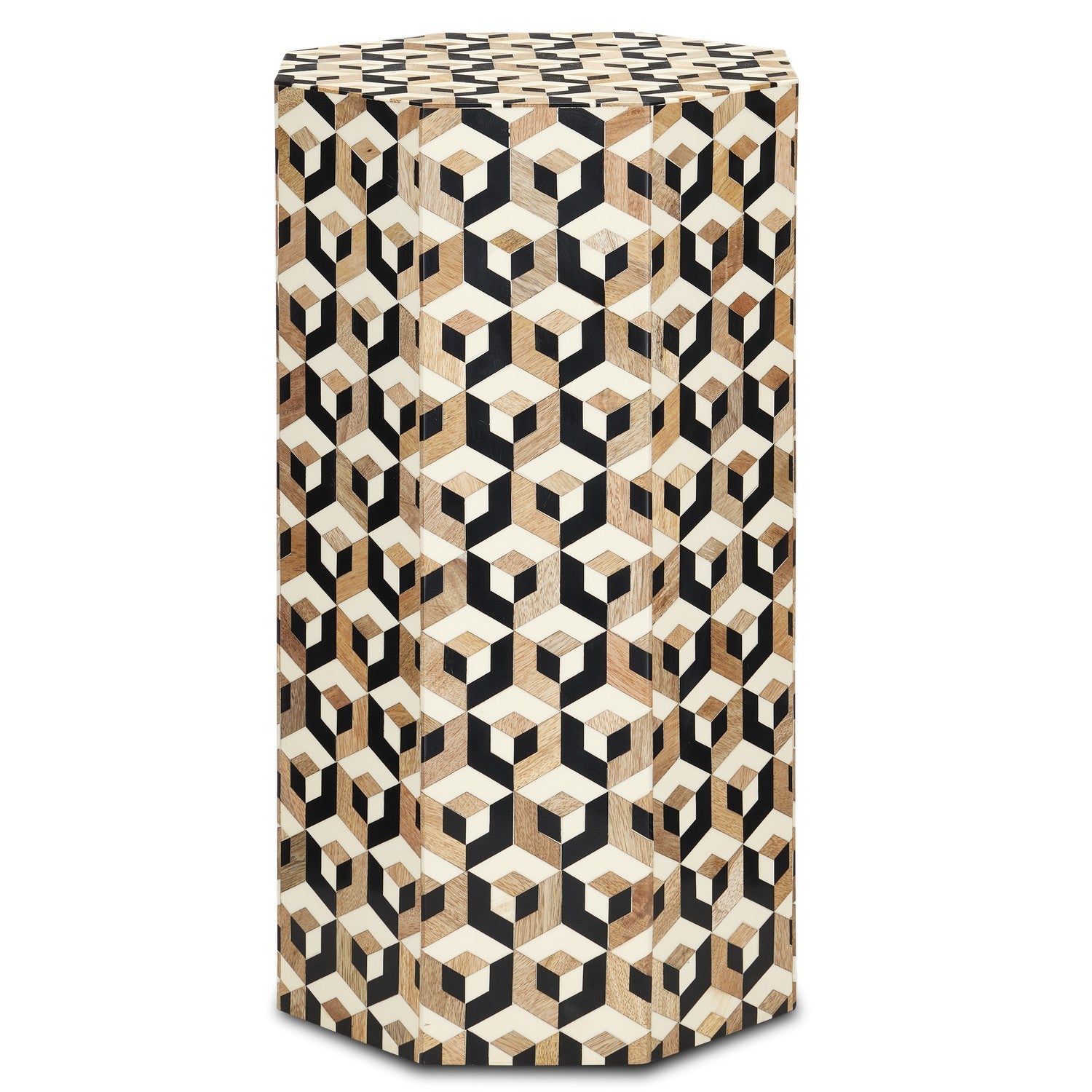 Currey and Company Accent Table from the Geo Collection collection in Natural/White/Black finish