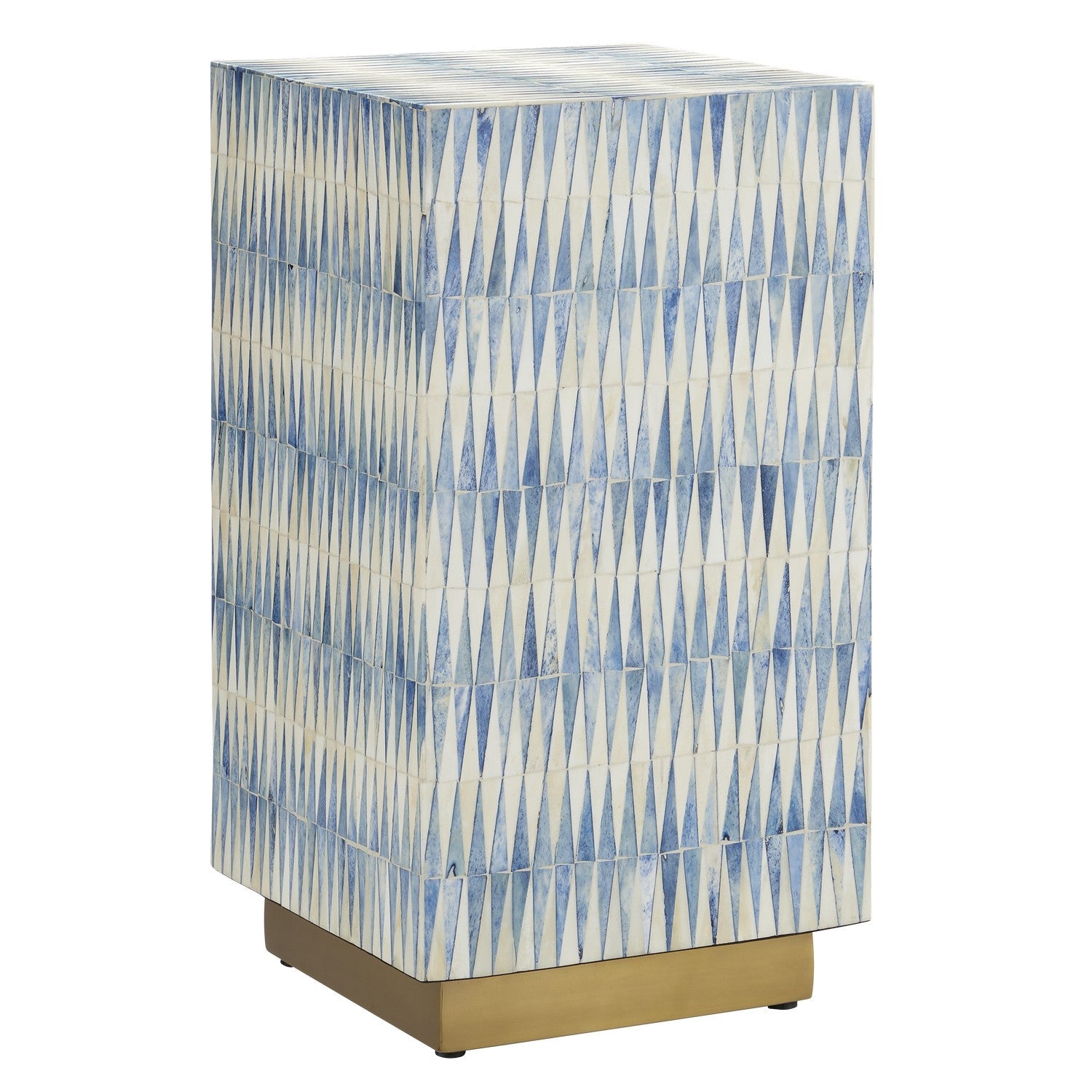 Currey and Company Accent Table from the Nadene Collection collection in Blue/White/Brushed Brass finish