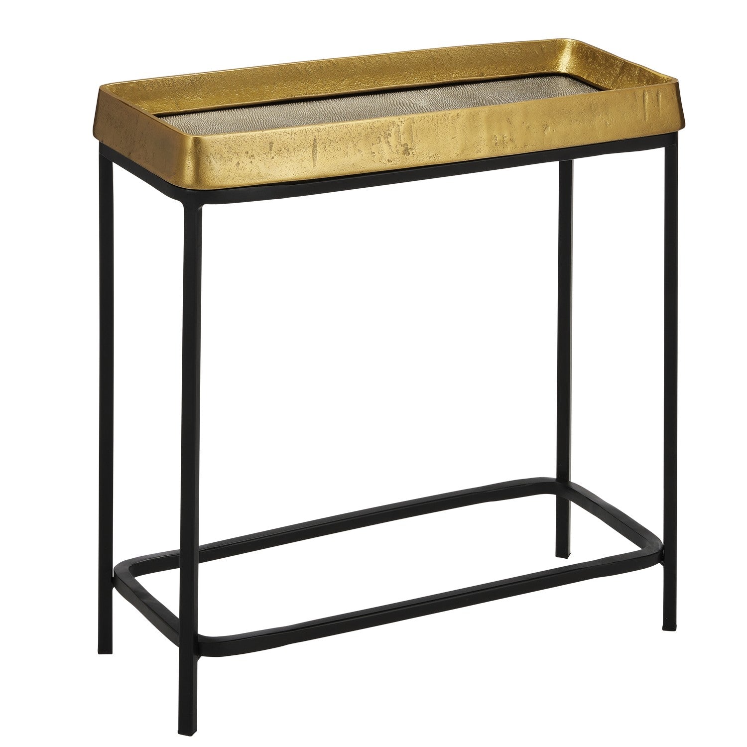 Currey and Company Side Table from the Tanay Collection collection in Antique Brass/Graphite/Black finish