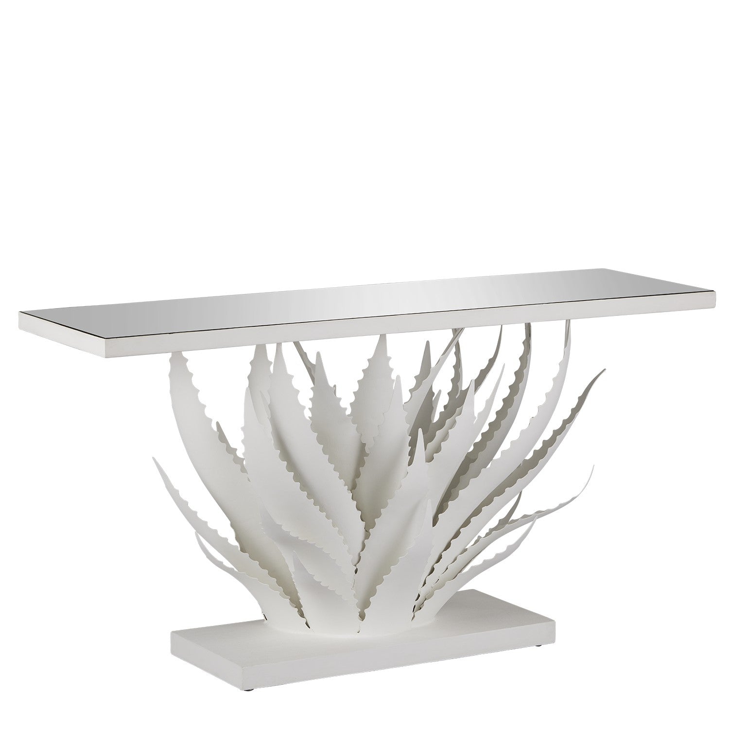 Currey and Company Console Table from the Agave Collection collection in Gesso White/Mirror finish