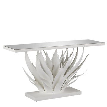Currey and Company Console Table from the Agave Collection collection in Gesso White/Mirror finish
