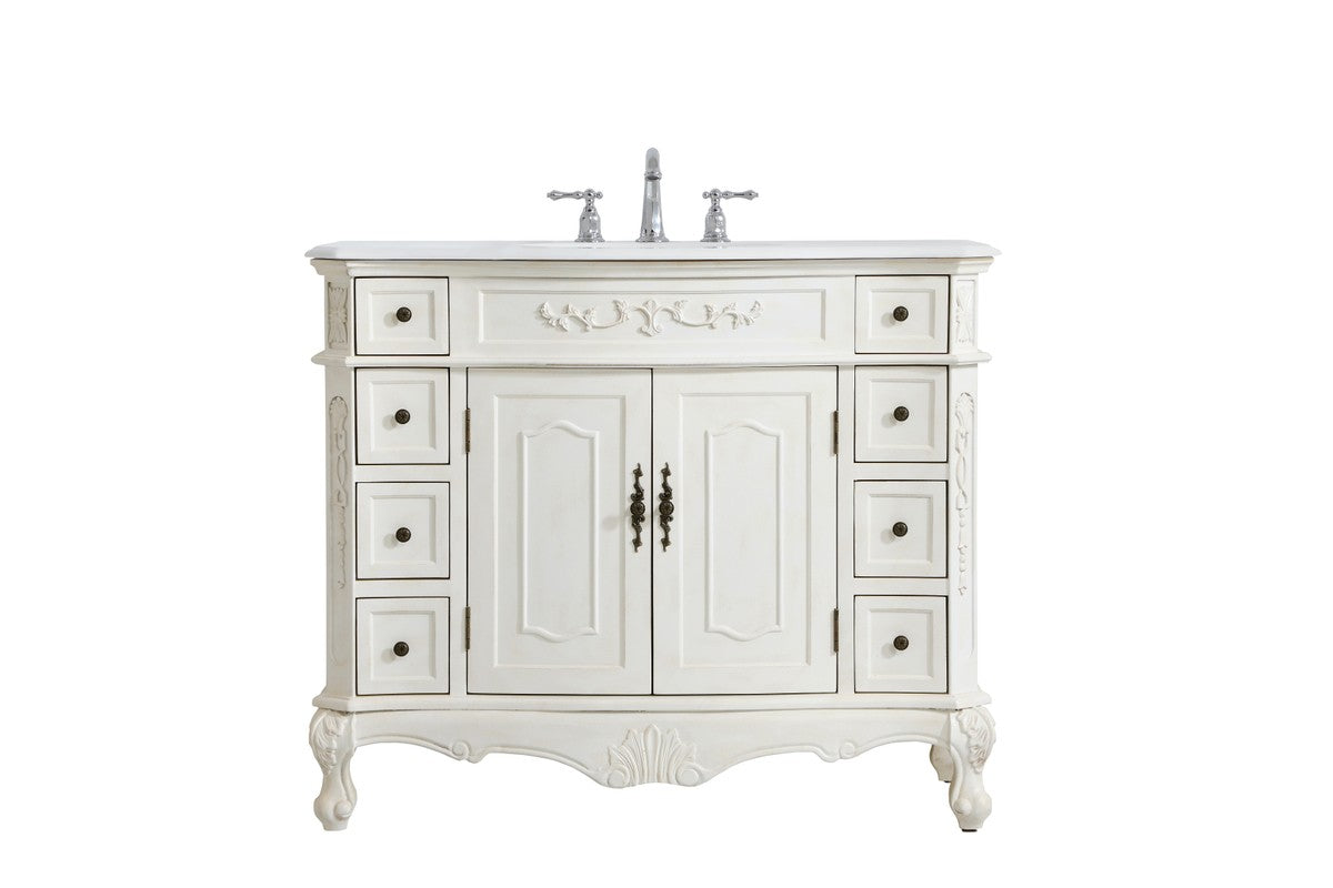 Elegant Lighting Single Bathroom Vanity from the Danville collection in Antique White finish