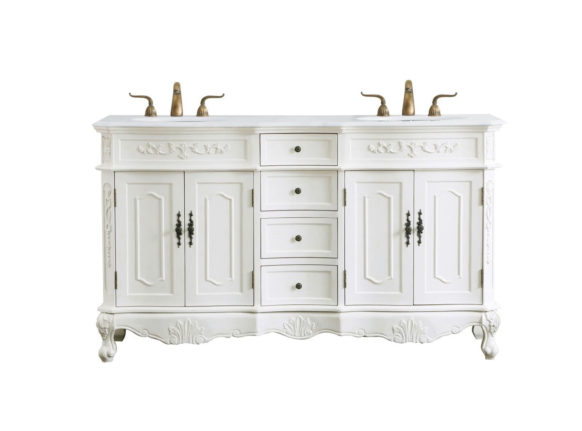 Elegant Lighting Double Bathroom Vanity from the Danville collection in Antique White finish
