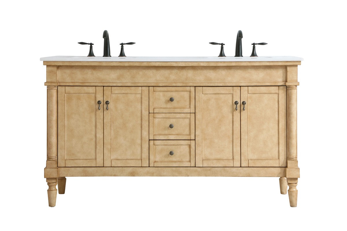 Elegant Lighting Double Bathroom Vanity from the Lexington collection in Antique Beige finish
