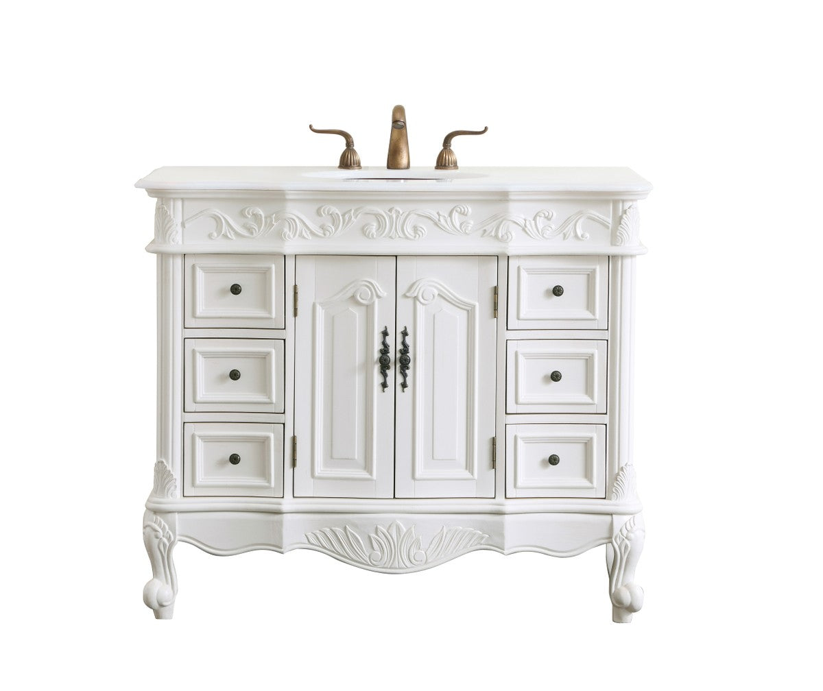 Elegant Lighting Single Bathroom Vanity from the Oakland collection in Antique White finish