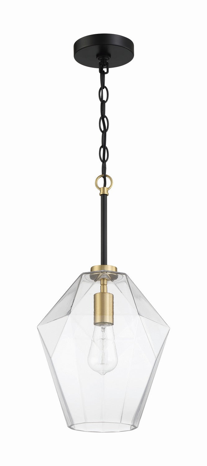 Craftmade One Light Pendant from the Avante Grand collection in Flat Black/Satin Brass finish