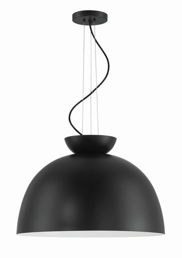 Craftmade One Light Pendant from the Ventura Dome collection in Flat Black finish