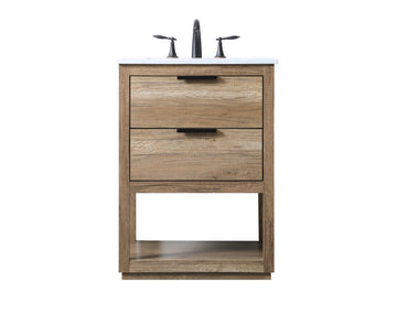 Elegant Lighting SIngle Bathroom Vanity from the Larkin collection in Natural Oak finish